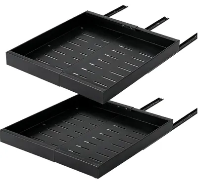 Teleskop-Schublade 2er-Set, verstellbar 30-52 cm, 42 cm tief, schwarz
