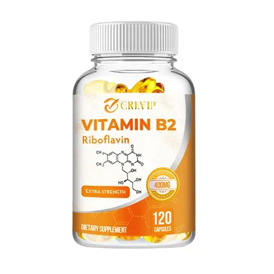 Productafbeelding van Vitamine B2 (riboflavine) 400 mg (120 capsules) – Voedingssupplement: energie, stofwisseling, gewrichten, huid, ogen, zenuwen, immuunsysteem