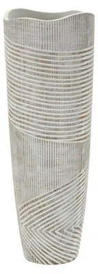 Produktbild von Vase Woody hoch aus weißem Kunstharz mit Streifendekor