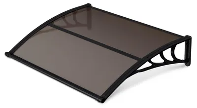 Produktbild von Vigevee Haustürvordach mit Regenrinne 150 x 100 cm, Polycarbonat, Schwarz/Braun
