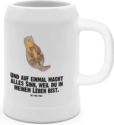 Produktbild von Mr. & Mrs. Panda Seidel Otter Kind - Weiß - Geschenk, Bierhumpen, Humpen, Steinkrug, Krug, Steinbierkrug, Seeotter, Familie, Baby, Geburt, Mutter
