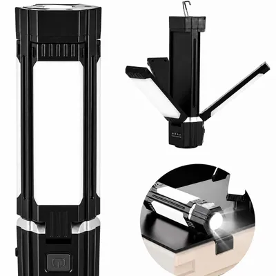 Produktbild von LED-Tragbare-Campingleuchte, 90-Grad-Drehung,3000mAh Campinglampen, wiederaufladbare Taschenlampe, faltbare Zeltleuchte, geeignet für Camping-Notfälle