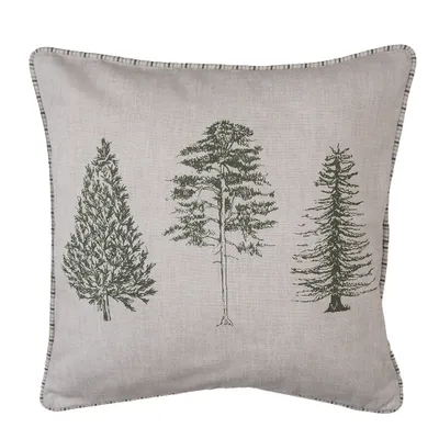 Produktbild von Clayre & Eef Kissenbezug 40x40 cm Beige Grün Baumwolle Tannenbäume