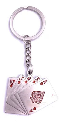 Immagine prodotto di Onwomania set di carte da poker portachiavi portachiavi in metallo argentato