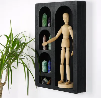 Produktbild von Skye Decor, Cry004-S, Wandregal, 100 % MASSIVES HOLZ, Schwarz, 26 x 6 x 40 cm