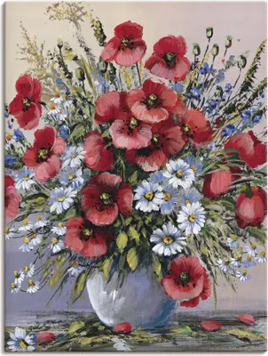 Produktbild von ARTland Leinwandbild Rote Mohnblumen Größe: 60x80 cm