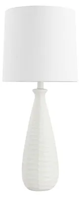 Produktbild von HOME DELUXE Große Tischlampe mit Stoffschirm MELVA - Weiß | Tischleuchte Schreibtischlampe Nachttischlampe