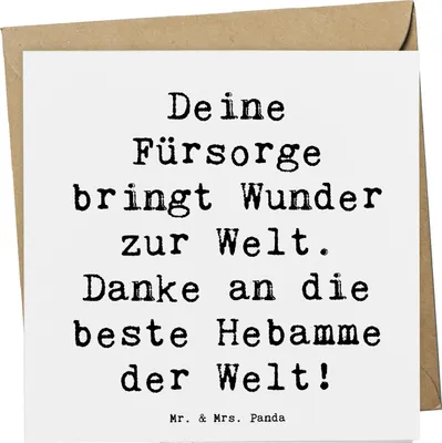 Produktbild von Mr. & Mrs. Panda Grußkarte Spruch Beste Hebamme - Weiß - Geschenk, faltkarte, Glückwunschkarte, Vertrauen, Aufmerksamkeit, Dankbarkeit, Anerkennung, Bedanken, Liebe