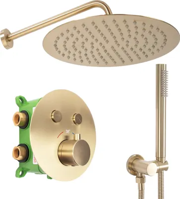 Produktbild von REA Unterputz Duschgarnitur LUNGO MILER BRUSH Golden + BOX