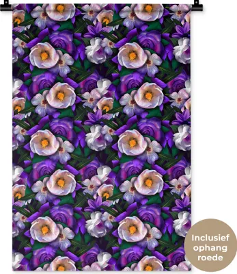 Produktbild von MuchoWow® Wandteppich Wandbehang Blumen - Lila - Anemone 60x90 cm Tapisserie Dekoration Wandtuch - Foto-Teppich - Abwaschbar