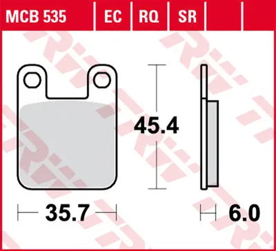 Image de TRW Jeu de plaquettes de frein EC MCB535EC RS4 50 TK ALP 50 REV 3 Supermotard Vamos 25 Red Devil 50 BL05W
