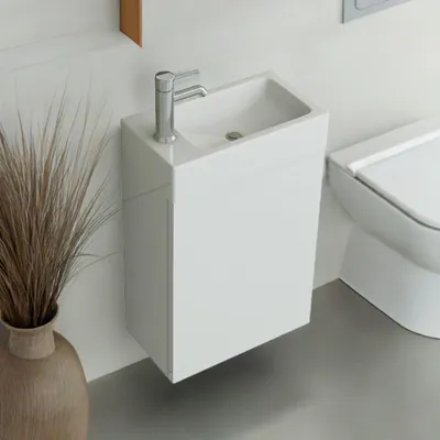 Produktbild von Jet-Line Badmöbel Waschbecken Badset 'Aarau' Unterschrank Waschplatz Farbe weiß hochglanz
