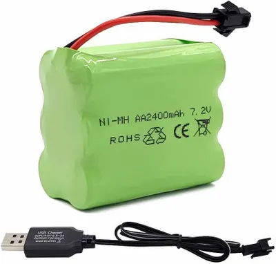 Obrázok produktu pre RC batéria NiMH 7,2V 2400mAh nabíjateľná AA batéria s nabíjacím káblom USB a konektorom 2P SM, pre RC autá RC tank RC lode