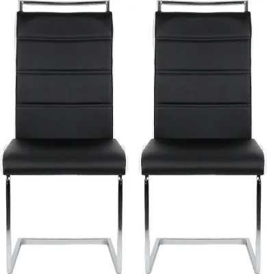 Produktbild von 2er Set Esszimmerstühle Stühle Freischwinger Stühle Bow Esstischstuhl Küchenstuhl Barstuhl - hohe Rückenlehne, Schwarz+weiß