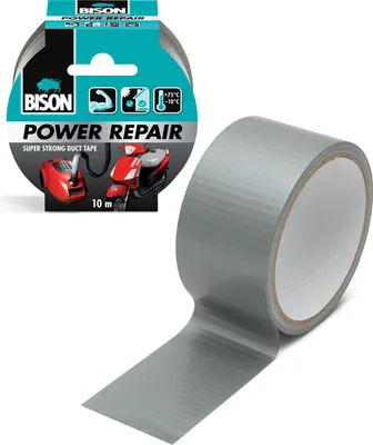 Immagine prodotto di Bison - Nastro adesivo Power Repair - Super resistente - Materiale rinforzato - Argento - 10 metri - Resistente al calore / per interni ed esterni