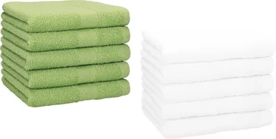 Produktbild von Betz 10 Stück Gästetücher 30x50 cm PREMIUM 100% Baumwolle Set  Farbe: apfelgrün und weiß