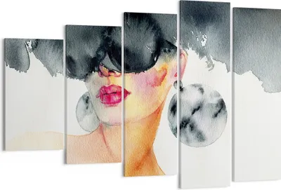 Produktbild von Bild auf Leinwand - Leinwandbild - 5 Teile - Aquarell Modell Brille - 150x100cm - Wand Bild - Wanddeko - Wandbilder - Leinwanddruck - Bilder - Wanddekoration - Leinwand bilder - EG150x100-4678