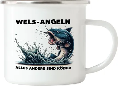 Produktbild von Wels-Angeln Alles andere sind Köder Emaille Tasse Fischer Wels Hafen Angeln