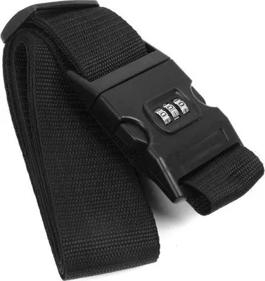 Produktbild von CHPN - Koffergurt - Gepäckgurt - Kofferschloss - Kofferverschluss - Schwarz - 180cm - Spanngurt - Nylon - 2 Stück - Koffer sichern