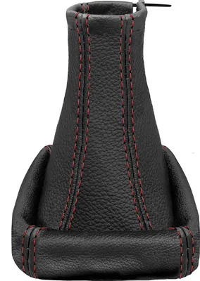 Produktbild von Schaltsack Schaltmanschette für Opel Astra G 100% echt Leder schwarz Naht rot