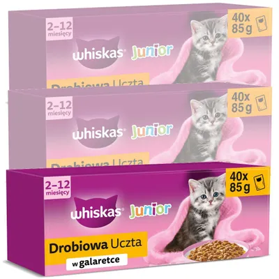 Produktbild von Whiskas Junior 120x85g Geflügel-Festmahl Alleinfuttermittel für Kätzchen in Gelee