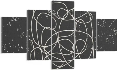 Produktbild von Bild auf Leinwand - Leinwandbild - 5 Teile - Modern Linie Schwarz - 125x70cm - Wand Bild - Wanddeko - Wandbilder - Leinwanddruck - Bilder - Wanddekoration - Leinwand bilder - Wandbild - EA125x70-4649