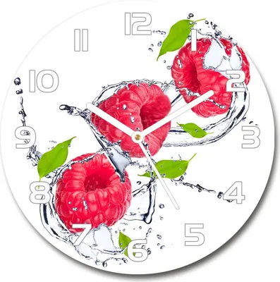Produktbild von Wanduhr aus Glas 30fi Glasbild Glasuhr Gehärtetes Glas - weisse-zeiger - Raspberry and water