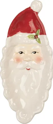 Produktbild von Clayre & Eef Dekoration Schale Weihnachtsmann 11x25x3 cm Weiß Keramik Weihnachtsmann