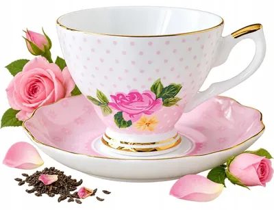 Imagen del producto de Elegante Cup 1 pieza de porcelana fina 220ml rosa rosa 2el borde dorado