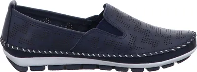 Produktbild von Gemini Damen Slipper Leder Mokassin mit Lochmuster und Wechselsohle 382647-01, Größe:38 EU, Farbe:Blau
