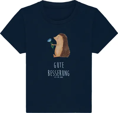 Produktbild von Mr. & Mrs. Panda  T-Shirt Igel Blumen 24. - 36. Monat - French Navy - Geschenk, Krankenhaus, Baby, Besuch, Genesungswünsche, Krankheit, Babyshirt, Kinder Shirt