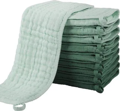 Productafbeelding van Famanu luiermuiltjes voor baby's - 10 stuks, katoen, absorberend en zacht, 27 x 50 cm, multifunctionele hydrofiele doeken