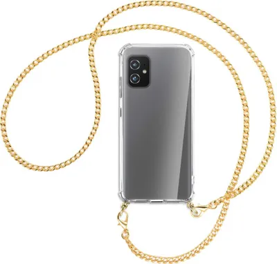 Produktbild von Handykette Backcover-Schutzhülle mit Band (Metall goldfarben) für Asus Zenfone 8 - goldfarbene Kette