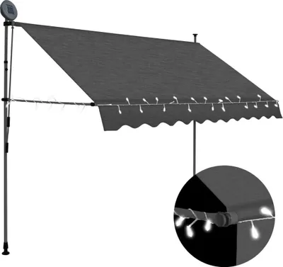 Zdjęcie produktu dla Ręcznie Zwijana Markiza Z Led, 300 Cm, Antracytowa Lumarko!
