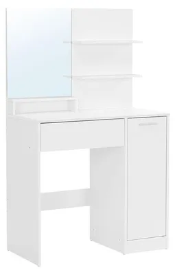 Zdjęcie produktu dla Toaletka z półkami i szufladą, biała, 80 x 40 x 132 cm