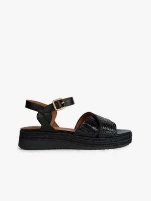 Produktbild von Geox Schwarze Damen-Ledersandalen Eolie 38.5