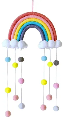 Macramé Regenbogen Wanddeko, 50x26 cm, handgewebt, Rosa