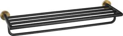 Produktbild von Sapho LARISSA Handtuch-Ablage mit Reling 600mm, Schwarz/Gold matt