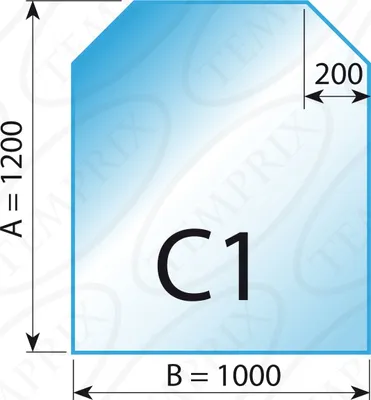 Produktbild von Kaminbodenplatte Grauglas Form C1  1200 x 1000 x 6mm - (Tragkraft bis 700 Kg)