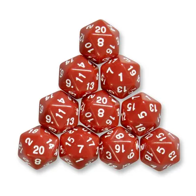 Produktbild von 10x polyedrische W20 Würfel für Rollen- und Tabletopspiele (rot)