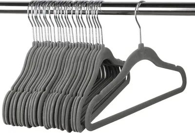 Produktbild von 40 Stück Samt Kleiderbügel Anti-Rutsch Kinder Kleiderbügel Babykleiderbügel, Samtbügel Grau, Ideal für Baby, Kind und Dame