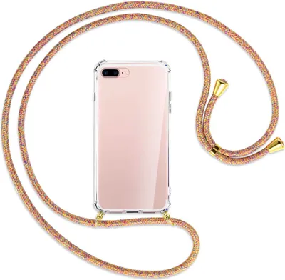 Produktbild von Handykette Backcover-Schutzhülle mit Band (Metall goldfarben) für Apple iPhone 7 Plus / 8 Plus - Rainbow