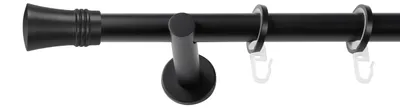 Produktbild von SN Deco Gardinenstange Lyon, 19 mm, 1-läufig, Stahl, Komplett-Set mit Ringen, Auflageträger, 180 cm, schwarz