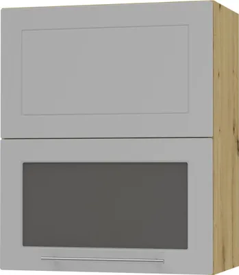 Produktbild von Küchenklapphängeschrank BARI 60cm Hochfaltklappe Glas Farbe wählbar BA-W8BS/60-AV RAL 7040 fenstergrau matt Eiche Artisan