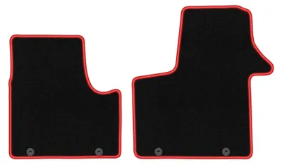 Produktbild von Velours-Fußmatten für Renault Trafic III 2014- (Transporter) – 4-tlg, Schwarz/Rot, passgenau – Wielganizator CARLUX
