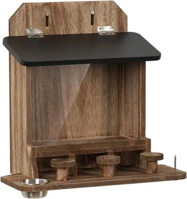 Produktbild von Holz Eichhörnchen Futter - Haus Garten Tiere - Tiere Uhr - Handgemachte Dekoration - 25 cm - Naturholz