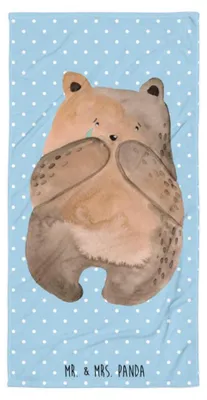 Produktbild von Mr. & Mrs. Panda Badehandtuch Bär Verlust - Blau Pastell - Geschenk, Strandlaken, Duschhandtuch, Strandtuch, Handtuch, Duschtuch, Teddy