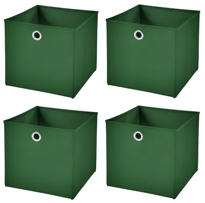 4er-Set Faltboxen 28x28x28 cm, dunkelgrün, zusammenklappbar