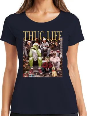 Produktbild von Thug Life Grinch Kevin Allein Zuhause - Weihnachten Christmas Xmas Damen T-Shirt, Navy, M