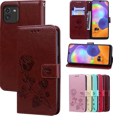 Produktbild von König Design Hülle kompatibel mit Samsung Galaxy A03 Kunstleder Handyhülle - Handy Case Braun
